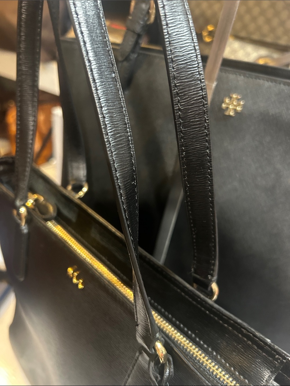 Lauren Ralph Lauren Black Leather Tote Bag - Logo - Picture 4 of 6